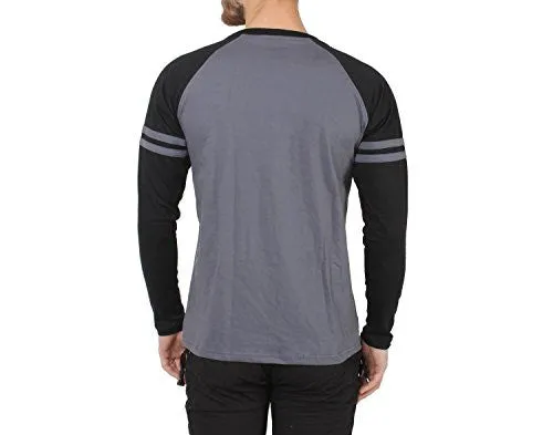 SayItLoud Solid Men's Round Neck T Shirt (33SOLIDDARKGREYBLACK-M_Dark Grey, Black_Medium)