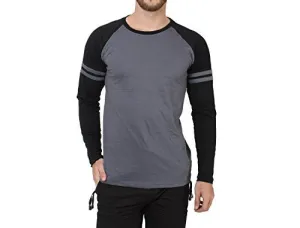 SayItLoud Solid Men's Round Neck T Shirt (33SOLIDDARKGREYBLACK-M_Dark Grey, Black_Medium)