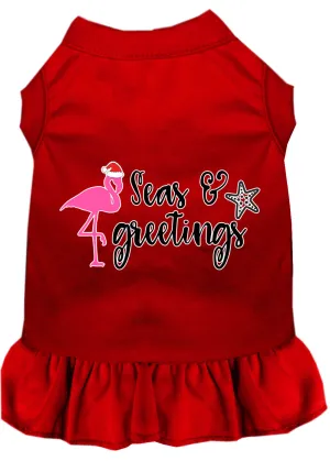 Seas And Greetings Screen Print Dog Dress Red Sm