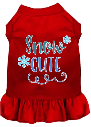 Snow Cute Screen Print Dog Dress Red Xxl