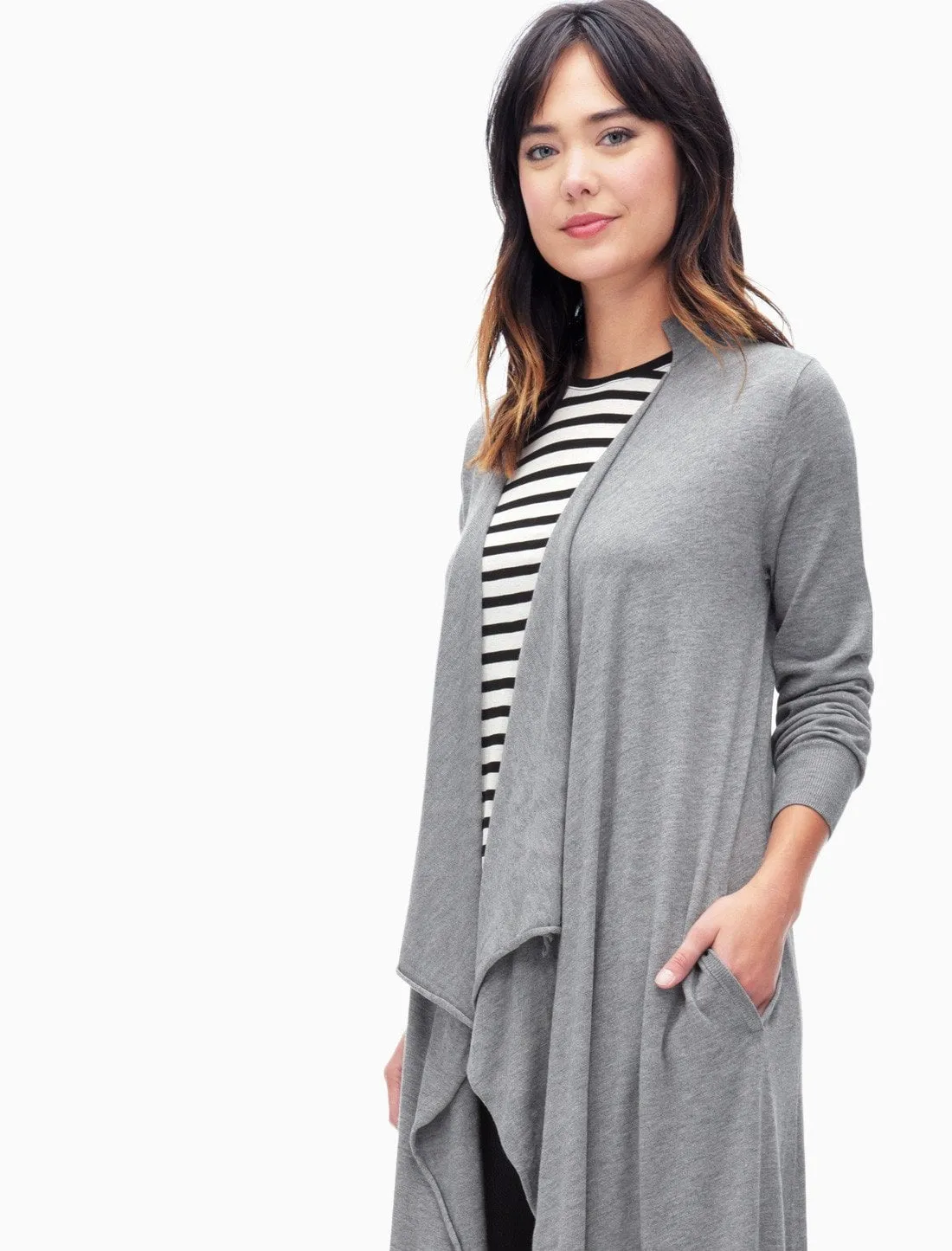 Splendid - Long Duster Cardi Heather Cinder