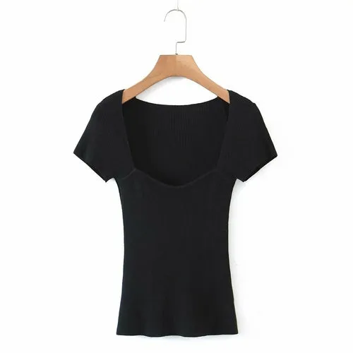 Square Neck Short Sleeve Top