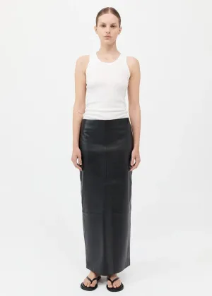 ST. AGNI Leather Column Skirt - Black