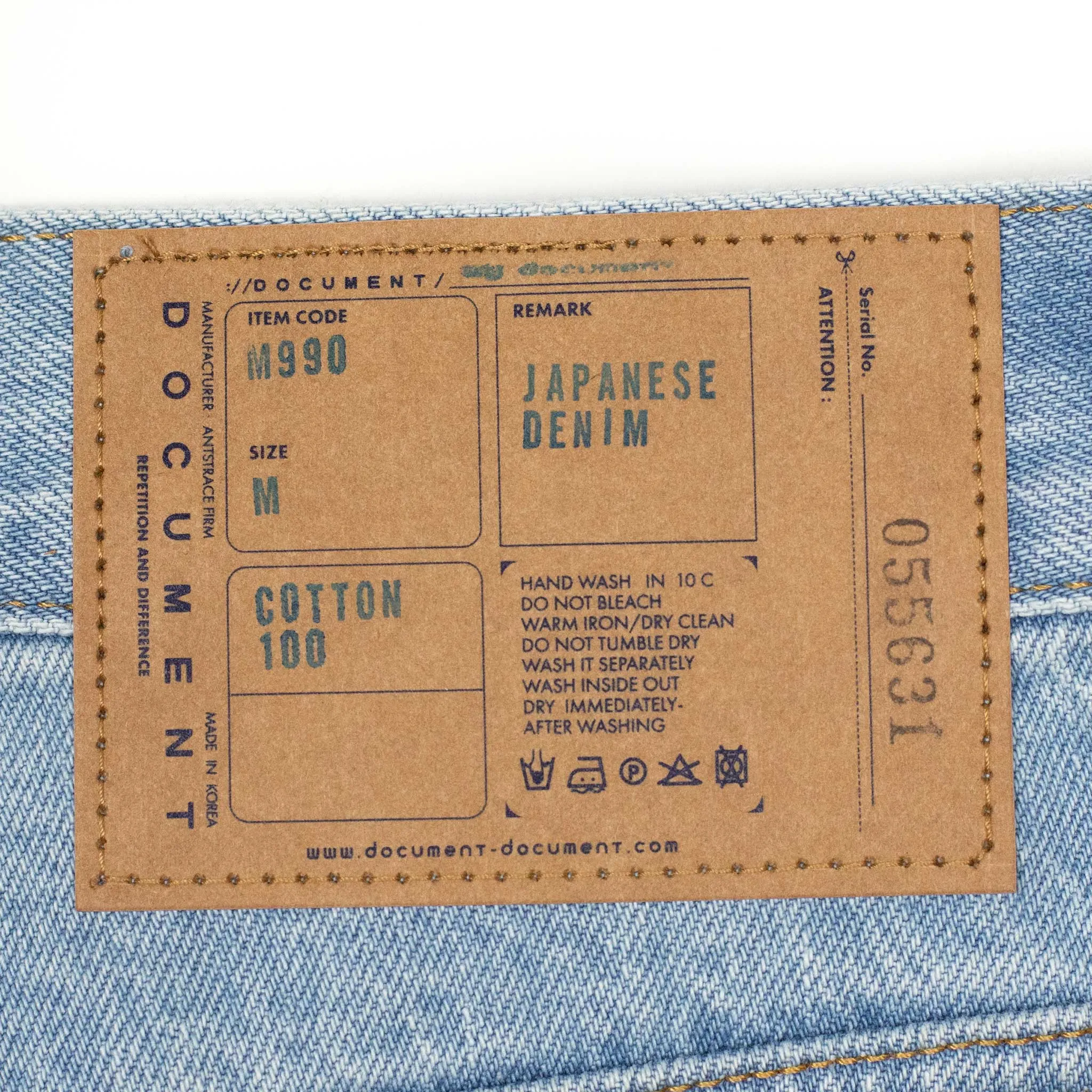 Straight fit selvedge jeans in light wash cotton denim