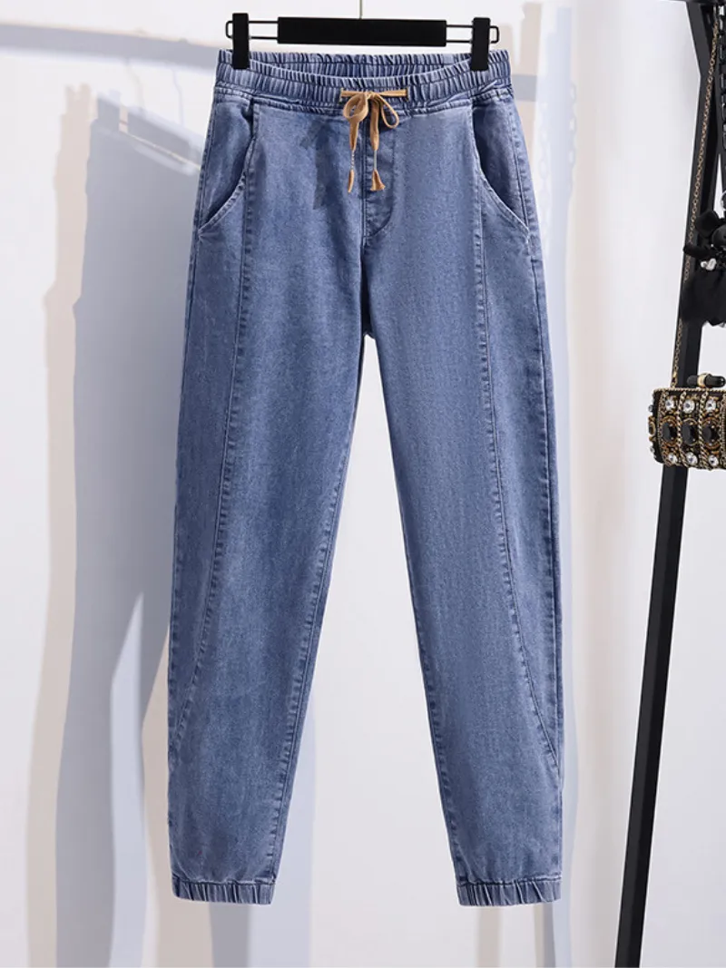 summer denim high waist loose trousers pants