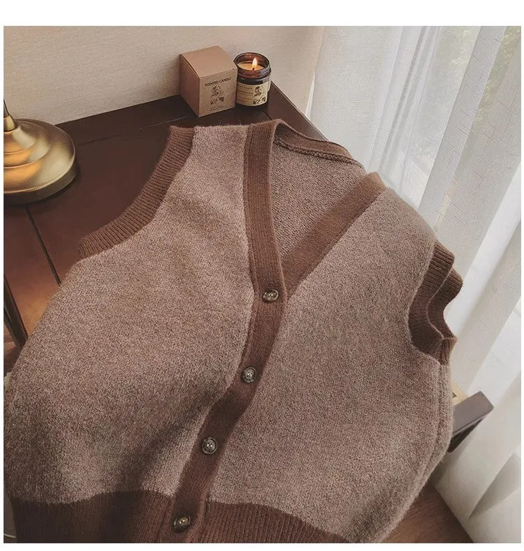 sweater vest new style women's outer knitted vest sleeveless v-neck vest jacket   S4989