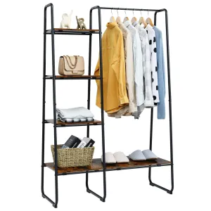 Tangkula Garment Rack with Shelves, Clothes Rack with 5 Shelves & Hanging Bar