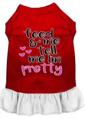 Tell Me I'm Pretty Screen Print Dog Dress Red With White Xs (8)