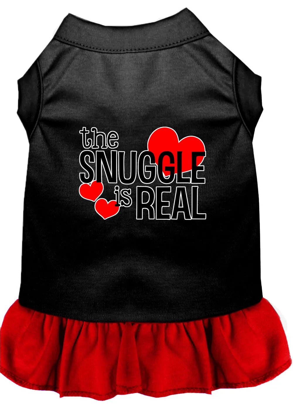 The Snuggle Is Real Screen Print Dog Dress Black With Red Xl