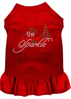 Tis The Season To Sparkle Rhinestone Dog Dress Red Xs (8)