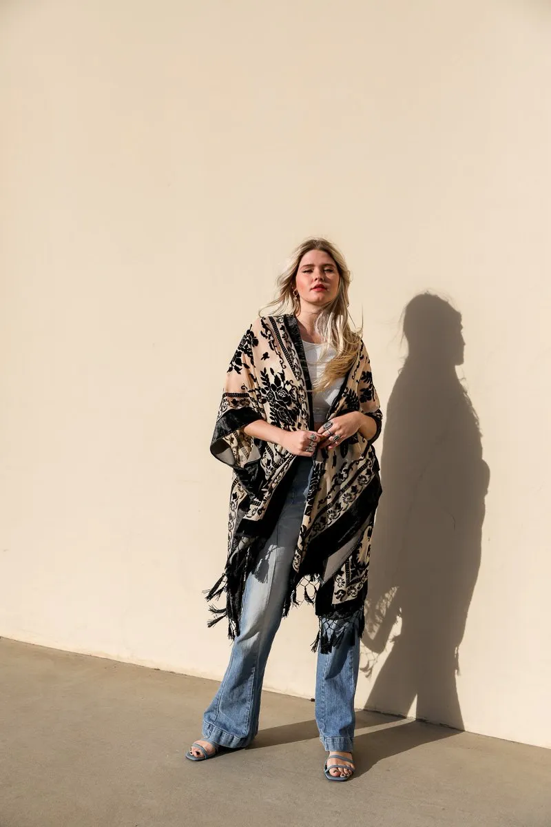 Velvet Mesh Tapestry Kimono