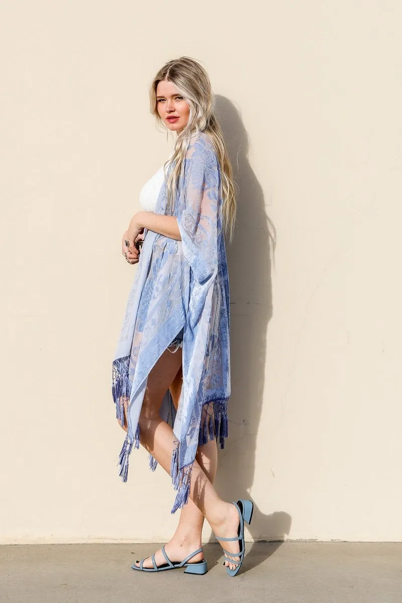 Velvet Mesh Tapestry Kimono