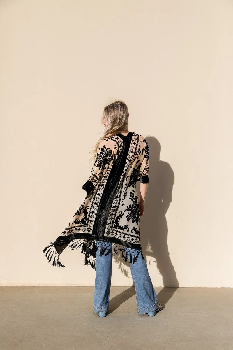 Velvet Mesh Tapestry Kimono