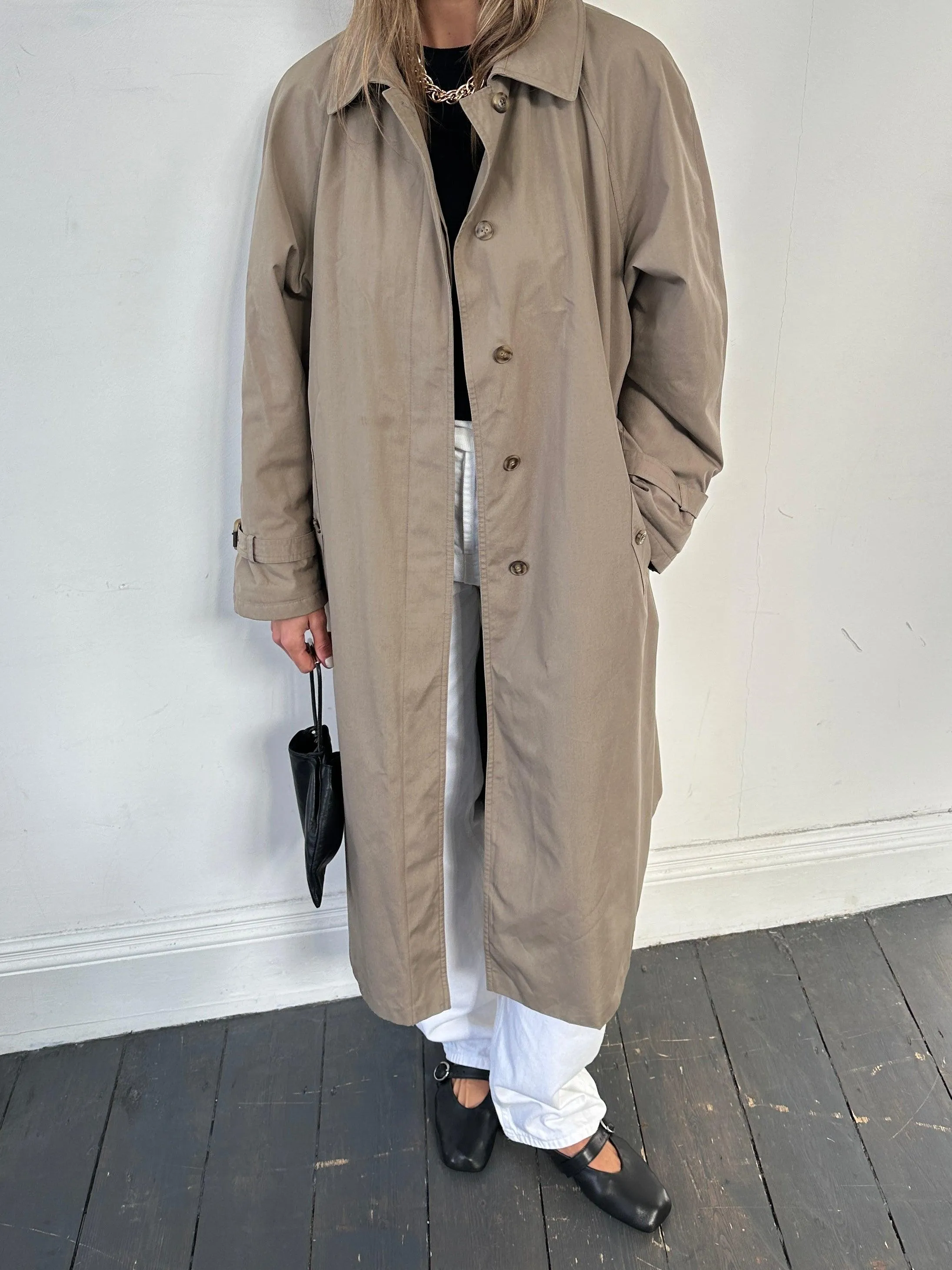 Vintage Water Resistant Concealed Placket Trench Coat - M/L