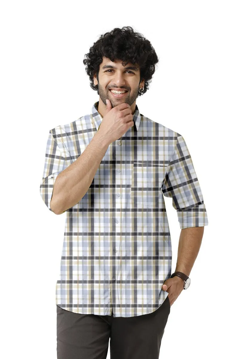 Vista - Grey with Sandal Checked Shirts For Men | Ariser