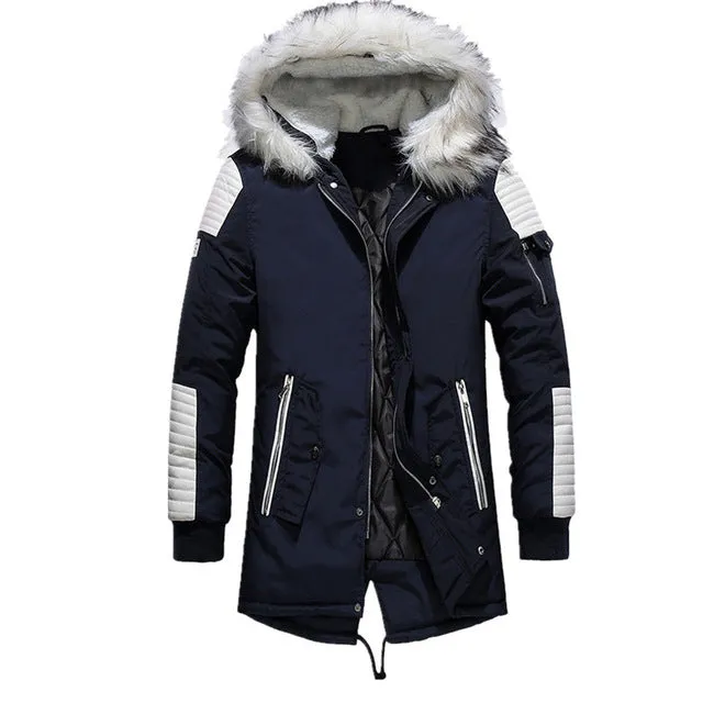 Warm Men's Fashion Fleece Jackets Winter Coats Fur Collar Parkas