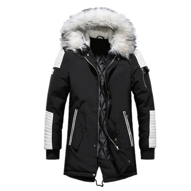 Warm Men's Fashion Fleece Jackets Winter Coats Fur Collar Parkas