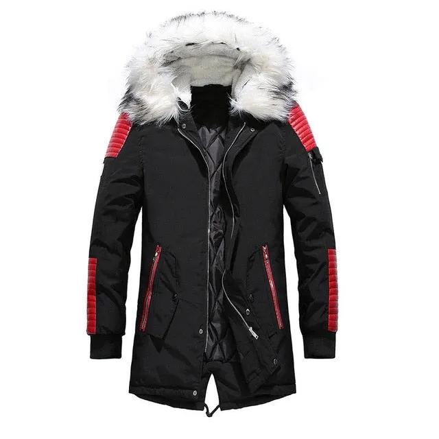 Warm Men's Fashion Fleece Jackets Winter Coats Fur Collar Parkas