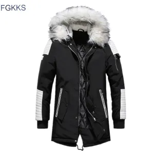 Warm Men's Fashion Fleece Jackets Winter Coats Fur Collar Parkas