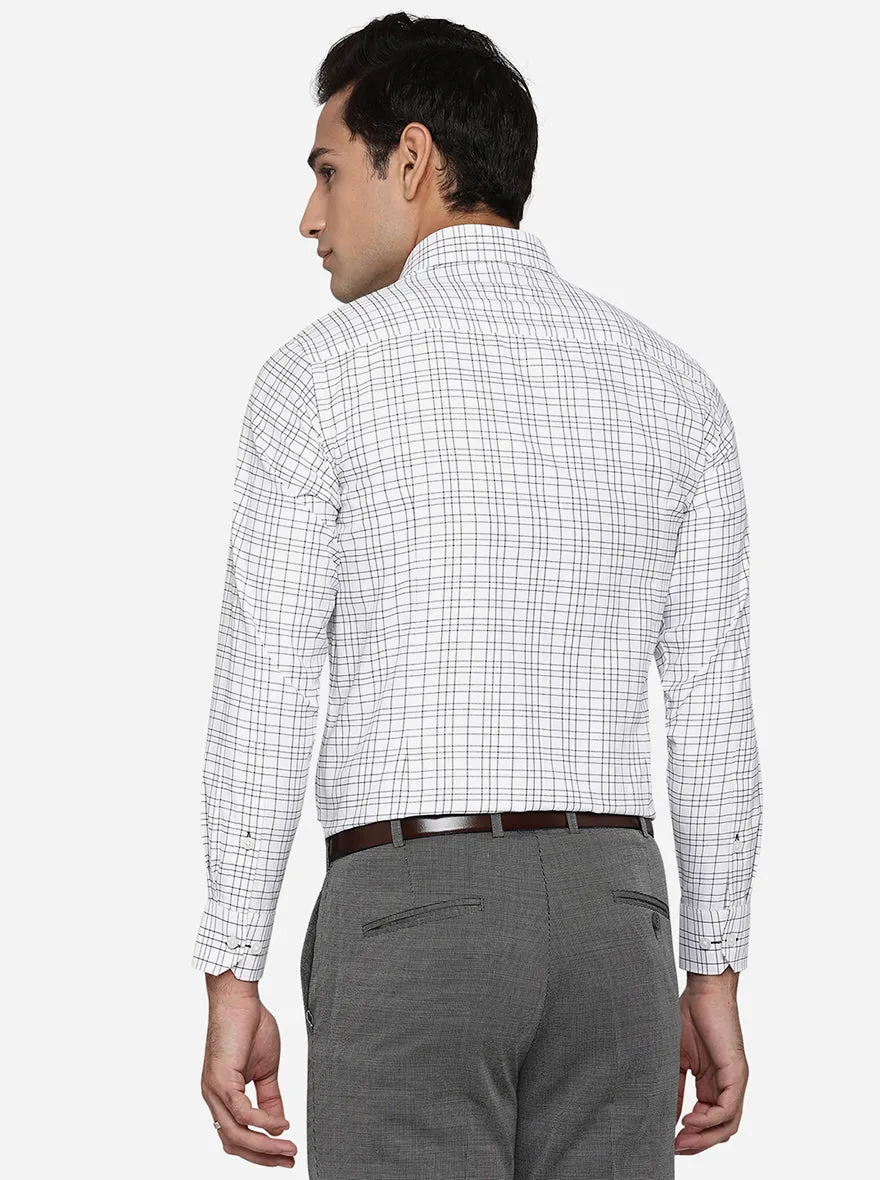 White & Black Checked Slim Fit Formal Shirt | Greenfibre