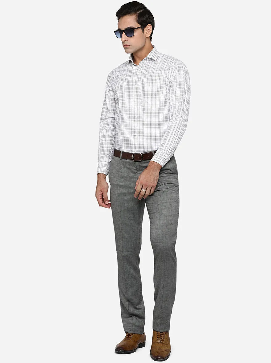 White & Black Checked Slim Fit Formal Shirt | Greenfibre