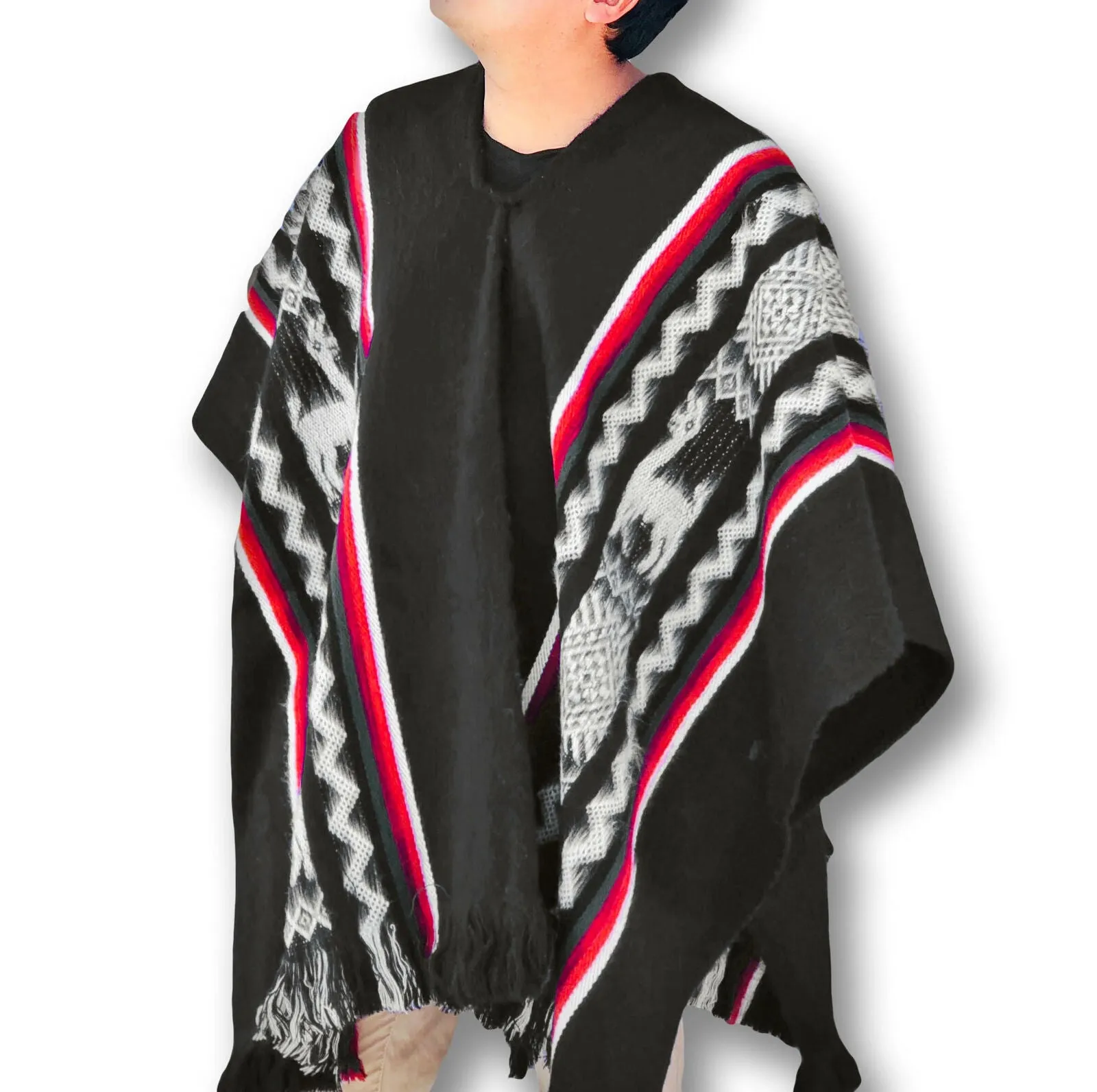 Wholesale Lot Of 10 Llama Wool Unisex South American Serape Ponchos - llamas pattern