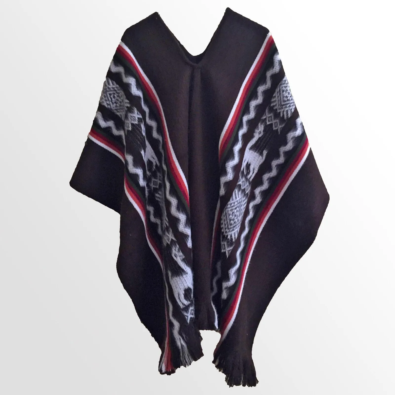 Wholesale Lot Of 10 Llama Wool Unisex South American Serape Ponchos - llamas pattern