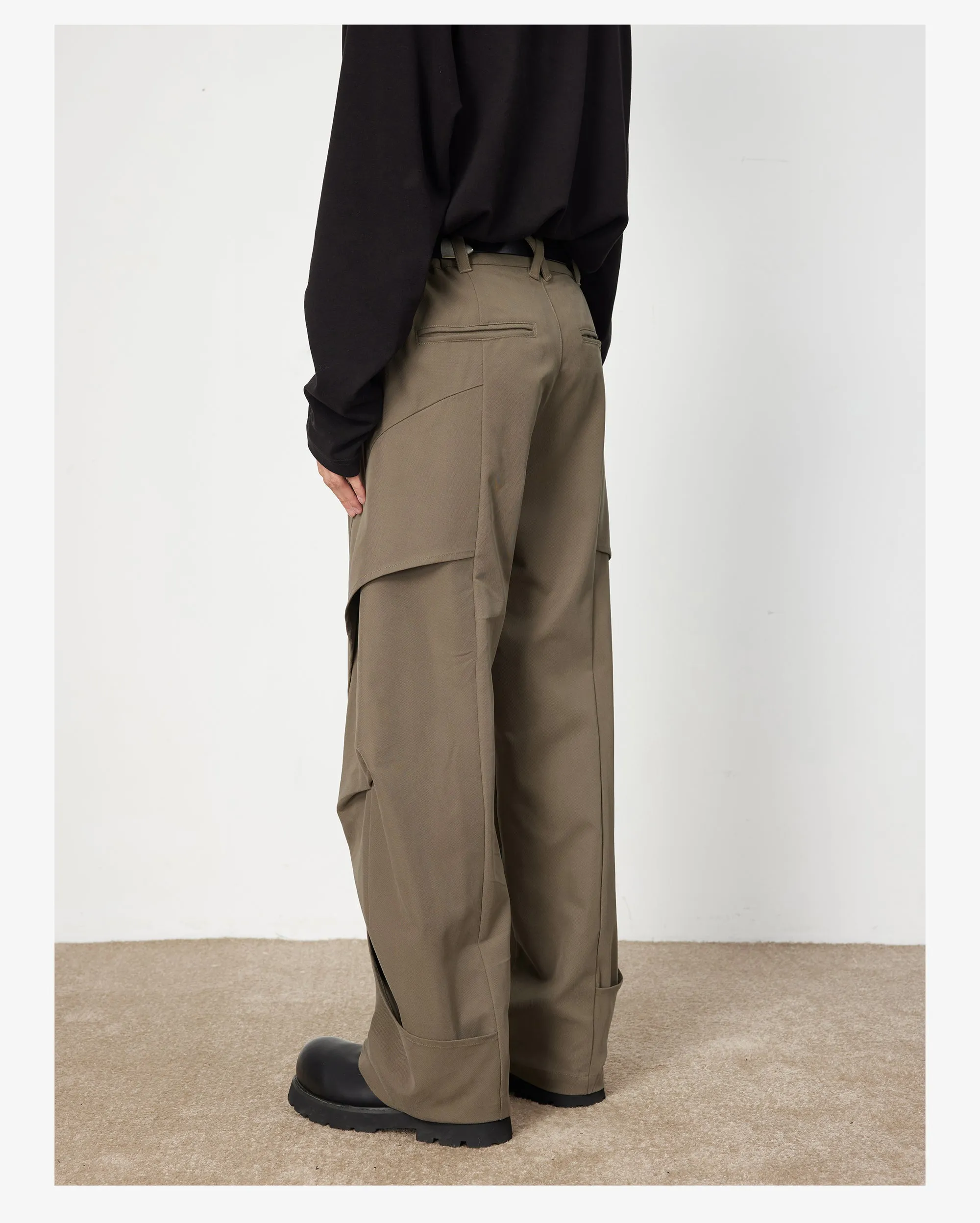 Wide leg irregular design casual pants