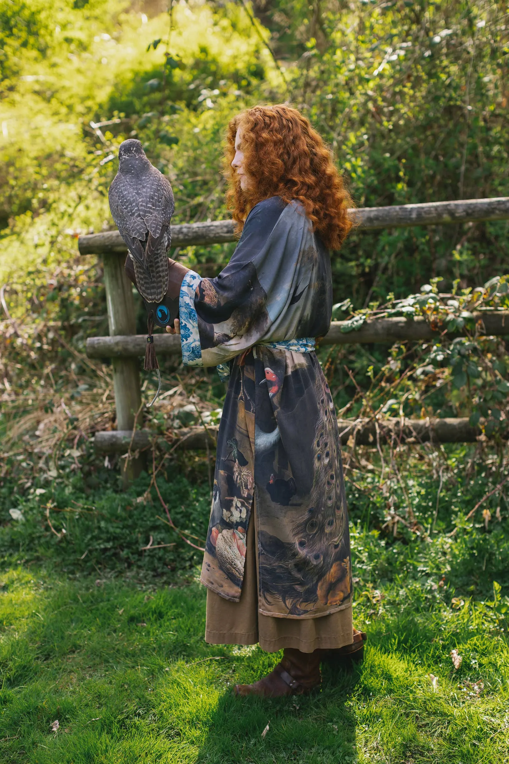 Wild Beauty Bamboo Kimono Duster with Peacock Print