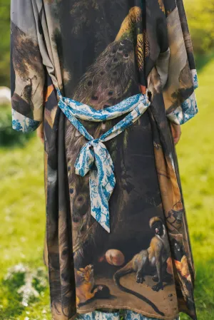 Wild Beauty Bamboo Kimono Duster with Peacock Print