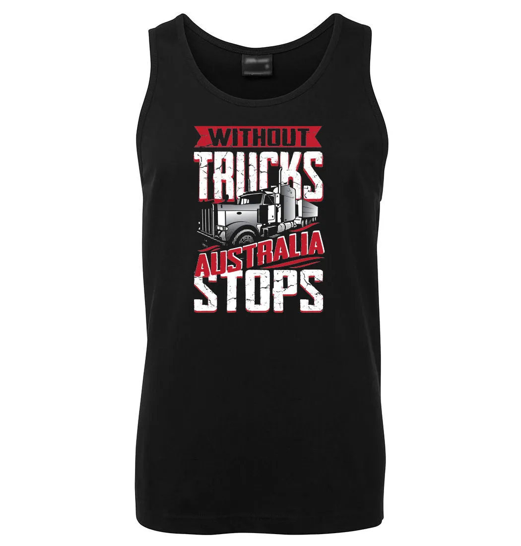 Without Trucks Australia STOPS! Mens Singlet (Black)