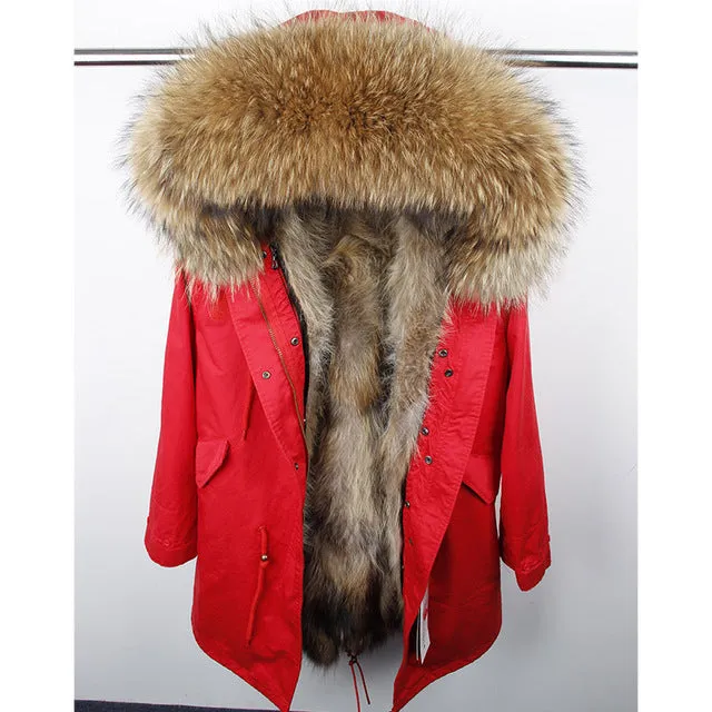 womens fox fur coat parkas winter jacket coat women parka big real