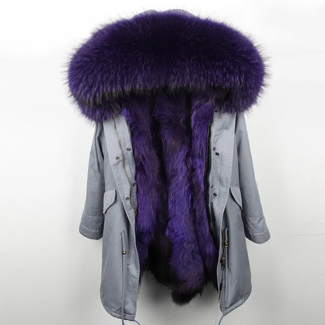 womens fox fur coat parkas winter jacket coat women parka big real