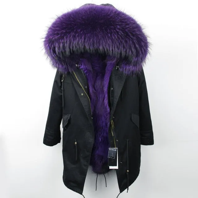 womens fox fur coat parkas winter jacket coat women parka big real