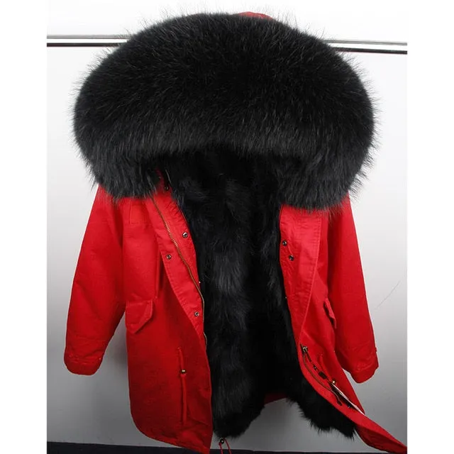 womens fox fur coat parkas winter jacket coat women parka big real