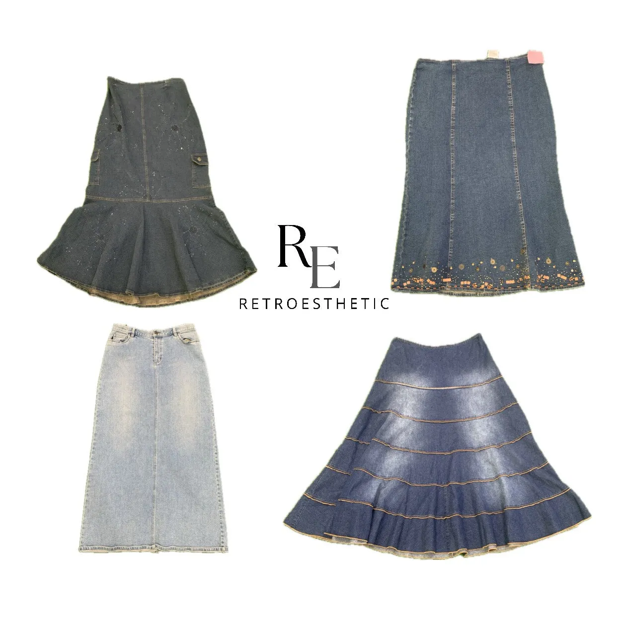 Y2K 2024 Denim Maxi Skirts (SR-004)